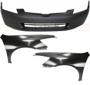 Front Fender Right (Passenger) and Left (Driver) for 2003-2005 Honda Accord, 3-Piece Kit Includes Bumper Cover Replacement