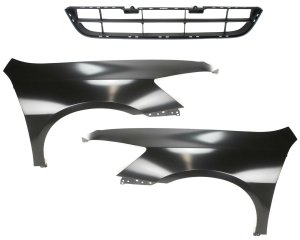 Front Fender Kit for 2006-2007 Honda Accord, Right (Passenger) and Left (Driver) Set of 3 with Bumper Grille, Replacement