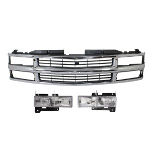 Grille and Headlight Kit for 1994-2000 Chevrolet C/K Full Size Pickup, 3-Piece Set, Replacement