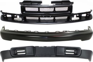 Front Bumper 3-Piece Kit for Chevrolet Blazer 1998-2005 / S10 1998-2003 with Grille and Valance Replacement