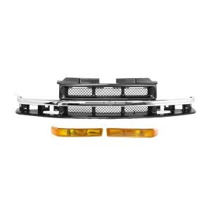 3-Piece Grille Kit for Chevrolet Blazer/S10 1998-2004 with Turn Signal Lights, Replacement
