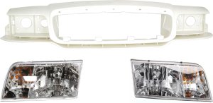Header Panel Kit for Ford Crown Victoria 1998-2011, 3-Piece with Headlights, Replacement