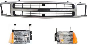 3-Piece Kit Grille and Headlights for 1995-1997 Chevrolet Blazer Replacement