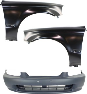Front Bumper Cover and Fenders for 1996-1998 Honda Civic, 3-Piece Kit, Auto Part Replacement