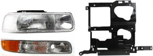 Headlight Assembly Kit for Chevrolet Silverado 1500/2500 1999-2002/Tahoe 2000-2006, Right (Passenger), Halogen, 3-Piece with Headlight Bracket and Parking Light Replacement