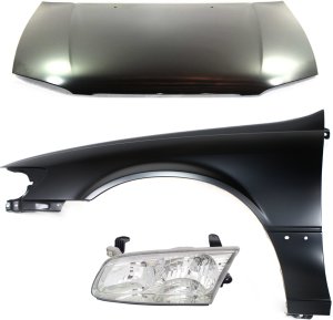 Hood Panel, Fender, and Headlight 3-Piece Kit for 2000-2001 Toyota Camry, USA Built - Replacement