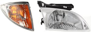 Headlight Assembly Kit for 2000-2002 Chevrolet Cavalier, Right (Passenger) Halogen, 2-Piece with Corner Light, Replacement