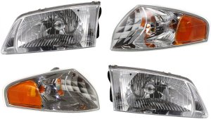 Headlight and Corner Light Kit for 2000-2002 Mazda 626, Right (Passenger) and Left (Driver), Includes Bulbs, 4-Piece Replacement