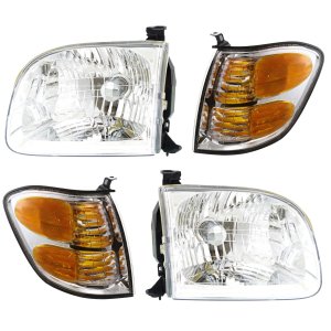 Signal Light Kit for Toyota Sequoia 2001-2004 / Tundra 2004, Right (Passenger) and Left (Driver), 4-Piece with Headlights, Replacement