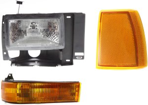 Headlight Assembly for Ford Ranger 1989-1992 and Explorer 1991-1994, Right (Passenger), Halogen, 3-Piece kit with Corner Light and Turn Signal Light, Replacement