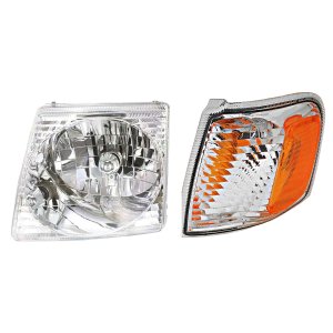 Headlight Assembly for Ford Explorer Sport 2001-2003 / Explorer Sport Trac 2001-2005, Left (Driver) Side, Halogen, 2-Piece Kit with Corner Light, Replacement