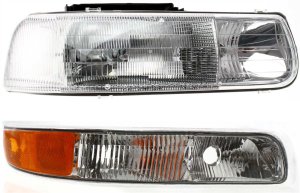 Headlight Assembly Kit for Chevrolet Silverado 1500/2500 (1999-2002) and Tahoe (2000-2006), Right (Passenger) Side, 2-Piece Kit with Parking Light, Halogen, Replacement