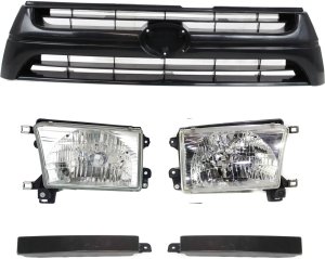 Grille and Headlight Kit for Toyota 4Runner 2001-2002, 5-Piece Set, Replacement