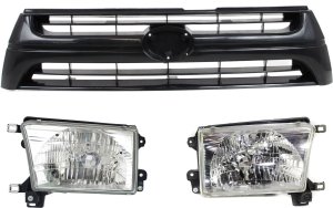 3-Piece Grille Kit with Headlights for 2001-2002 Toyota 4Runner, Replacement Auto Part Kit