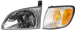Headlight with Bulb and Corner Light for Toyota Sienna 2001-2003, Left (Driver), 2-Piece Kit, Replacement
