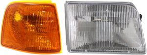 Headlight Assembly Kit for Ford Ranger 1993-1997, Right (Passenger) Side, Halogen, 2-Piece Kit with Corner Light, Replacement