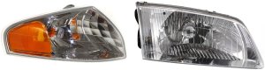 Headlight with Bulb and Corner Light for Mazda 626, 2000-2002, Right (Passenger), 2-Piece Kit Replacement