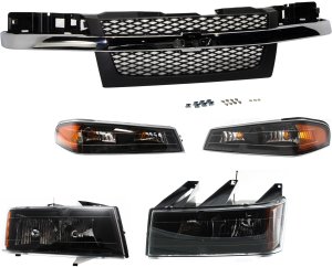 5-Piece Grille Kit for 2004-2012 Chevrolet Colorado, without Performance Xtreme Package, includes Corner Lights and Headlights Replacement