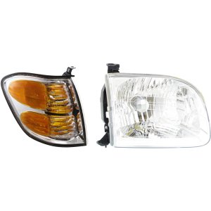 Headlight and Turn Signal Light for Toyota Sequoia 2001-2004 / Tundra 2004, Right (Passenger) Side, 2-Piece Kit, Replacement