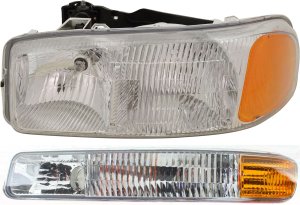 Headlight with Bulb and Parking Light Kit for 1999-2007 GMC Sierra, Left (Driver) Side, 2-Piece Replacement