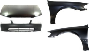 Hood Panel for 2000-2001 Toyota Camry, 4-Piece Kit, USA Built, with Bumper Cover and Fenders, Replacement