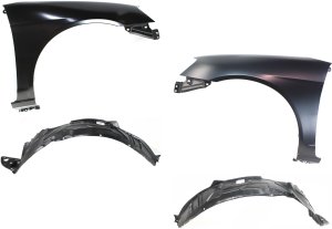 Front Fender Kit for 2001-2003 Honda Civic, 4-Piece Set with Right (Passenger) and Left (Driver) Fenders and Liners, Replacement