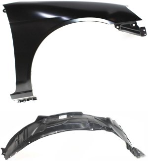 Front Fender Kit for 2001-2003 Honda Civic, Right (Passenger), 2-Piece Set with Fender and Fender Liner, Replacement