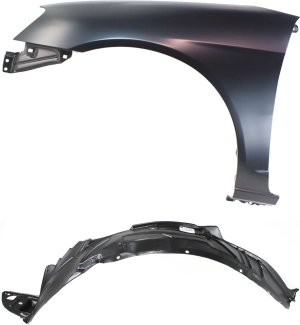 Front Fender Left (Driver) Kit for 2001-2003 Honda Civic, 2-Piece Set with Fender and Fender Liner Replacement