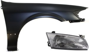 Front Fender Right (Passenger) for Toyota Camry 1997-1999, 2-Piece Kit, Includes Headlight Replacement
