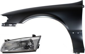 Front Fender for Toyota Camry 1997-1999, Left (Driver) Side, 2-Piece Kit with Headlight, Replacement