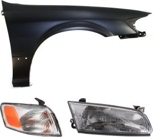 Front Fender Right (Passenger) for Toyota Camry 1997-1999, 3-Piece Kit, Includes Corner Light and Headlight, Replacement
