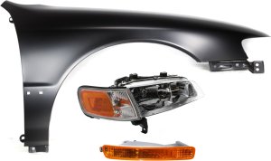 Headlight Assembly Kit for Honda Accord 1996-1997, Right (Passenger) Side, Halogen, 3-Piece Kit with Fender and Turn Signal Light, Replacement