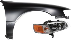 Headlight Assembly Kit for Honda Accord 1994-1997, Right (Passenger), Halogen, 2-Piece Set with Fender, Replacement