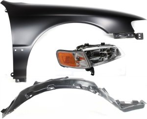 Headlight Assembly Kit for 1994-1997 Honda Accord, Right (Passenger) Side, Halogen, 3-Piece with Fender and Fender Liner, Replacement