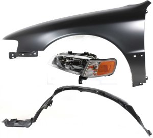 Headlight Assembly for Honda Accord 1994-1997, Left (Driver), Halogen, 3-Piece Kit with Fender and Fender Liner, Replacement