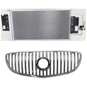 2-Piece Grille Kit for 2008-2009 Buick Lacrosse/Allure, Chrome Shell and Insert, with Air Conditioning Condenser Replacement