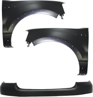 Front Fender and Bumper Cover Kit for Ford F-150 2004-2006, Right (Passenger) and Left (Driver), Primed (Ready to Paint), 3-Piece Replacement