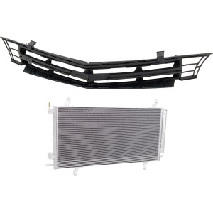 2-Piece Upper Grille Kit with Air Conditioning Condenser for Chevrolet Camaro 2012-2015, Replacement