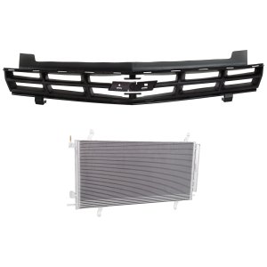 2-Piece Grille Kit for 2014-2015 Chevrolet Camaro, Upper, Paintable Shell and Insert, with Air Conditioning Condenser, Replacement