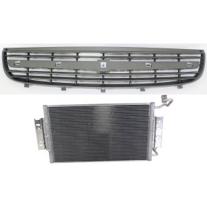Grille Kit for 2004-2005 Chevrolet Classic/2002-2003 Malibu, 2-Piece Silver Gray Shell and Insert, with Air Conditioning Condenser, Replacement