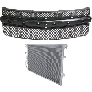 Grille Replacement Kit for Chevrolet Equinox 2005, 2-Piece Paintable Shell and Insert, Without Center Bar, with Air Conditioning Condenser