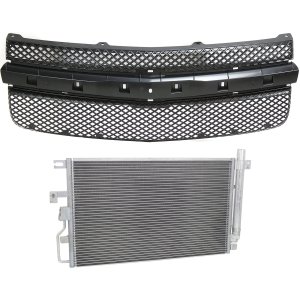 Grille Kit for 2006-2009 Chevrolet Equinox, 2-Piece Paintable Shell and Insert, without Center Bar, with Air Conditioning Condenser, Replacement