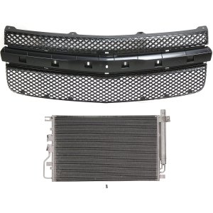 2-Piece Grille Kit for 2008-2009 Chevrolet Equinox, Paintable Shell and Insert, without Center Bar, with Air Conditioning Condenser, Replacement