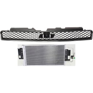 Grille Kit for Chevrolet Impala Limited 2014-2016/Monte Carlo 2006-2007, 2-Piece, Chrome Shell/Dark Gray Insert, with Air Conditioning Condenser Replacement