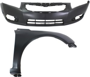 Front Bumper Cover for Chevrolet Cruze 2011-2014, 2-Piece Kit with Fender, Replacement