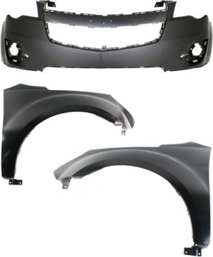 Front Bumper Cover for 2010-2015 Chevrolet Equinox, Upper, 3-Piece Kit with Fenders, Replacement