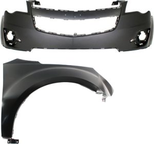 Front Bumper Cover for 2010-2015 Chevrolet Equinox, Upper, 2-Piece Kit with Fender, Replacement