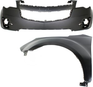 Front Bumper Cover for Chevrolet Equinox 2010-2015, Upper, 2-Piece Kit, with Fender Replacement