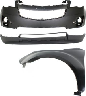 Front Bumper Cover and Front Fender for 2010-2015 Chevrolet Equinox, 3-Piece Kit, Left (Driver) Side, Replacement