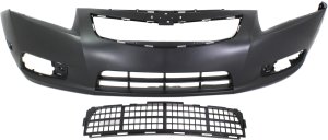 Front Bumper Cover for Chevrolet Cruze 2011-2014, 2-Piece Kit with Bumper Grille, Replacement